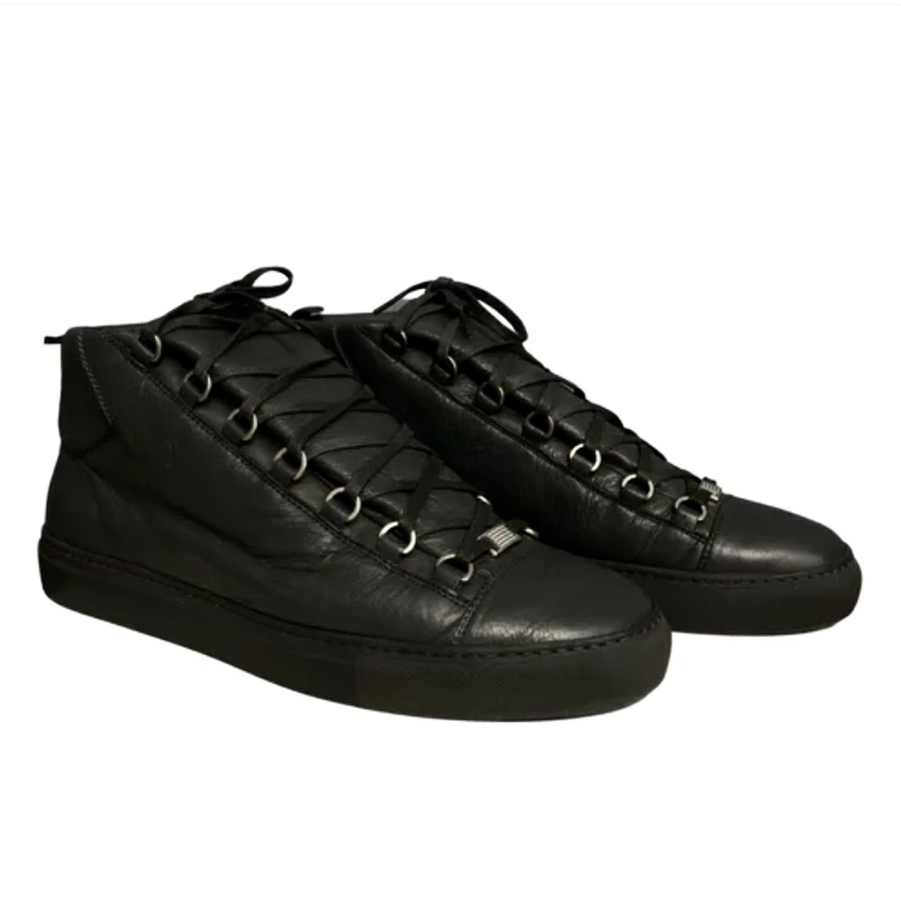 Balenciaga Arena Black Leather High Top Sneakers
